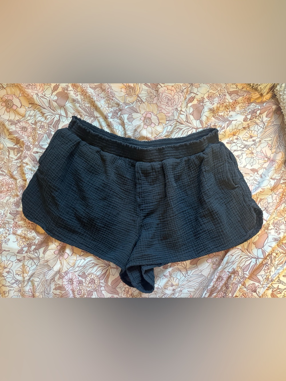 aerie Black Linen Shorts